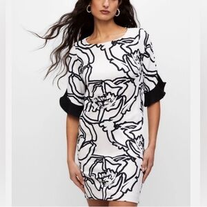 Joseph Ribkoff black and white Floral above the knee dress